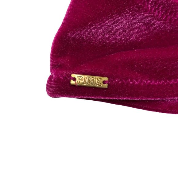 Victoria's Secret PINK Velour Embroidered Spell Out Bikini Top Pink Purple Small - Picture 2 of 6